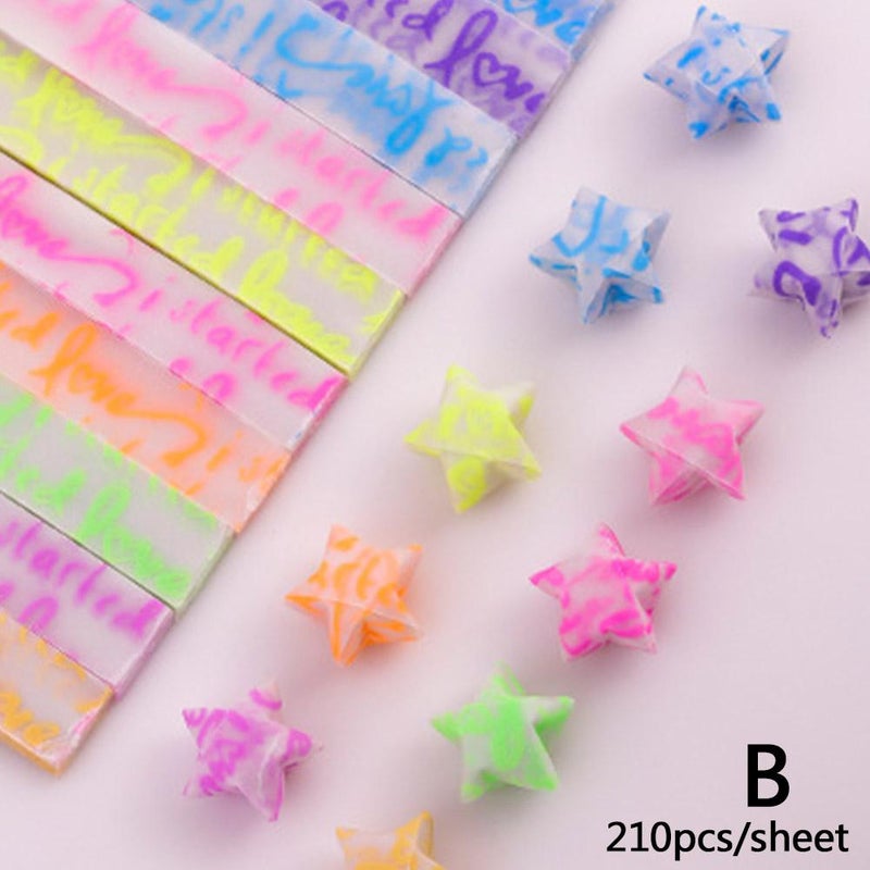 210pcs Glow-in-the-Dark Star Origami Set: DIY Star Paper Strips for Making Lucky Stars. - Image 1
